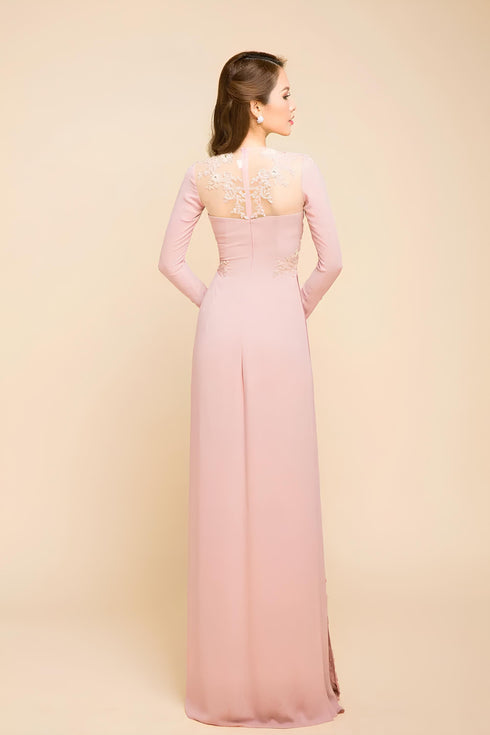Round neck beaded modern ao dai