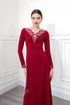 Elegant round collar V beaded dress