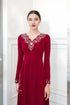 Elegant round collar V beaded dress