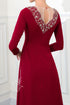 Elegant round collar V beaded dress