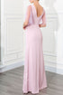 Scoop neck flutter sleeves beaded gown