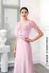 Scoop neck flutter sleeves beaded gown