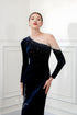 Velvet long sleeves with back slit dress