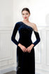 Velvet long sleeves with back slit dress