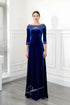 Velvet scoop neck three-quarter sleeves dress