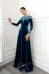 Velvet long sleeves beaded gown