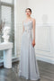 Gray illusion beading evening gown
