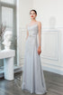 Gray illusion beading evening gown