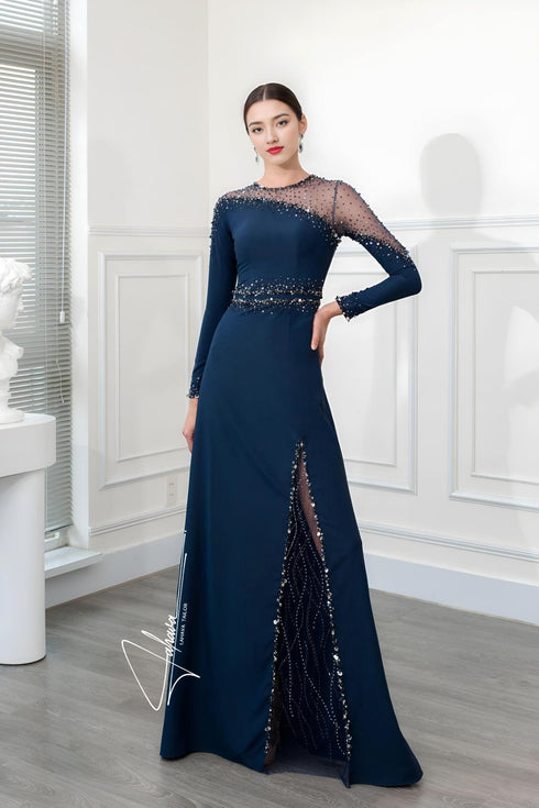 Front slit evening dress