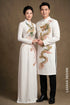 White Bridal Áo Dài with Handcrafted Phoenix & Floral Beadwork