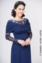 Navy blue scoop neck ao dai