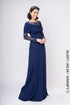 Navy blue scoop neck ao dai