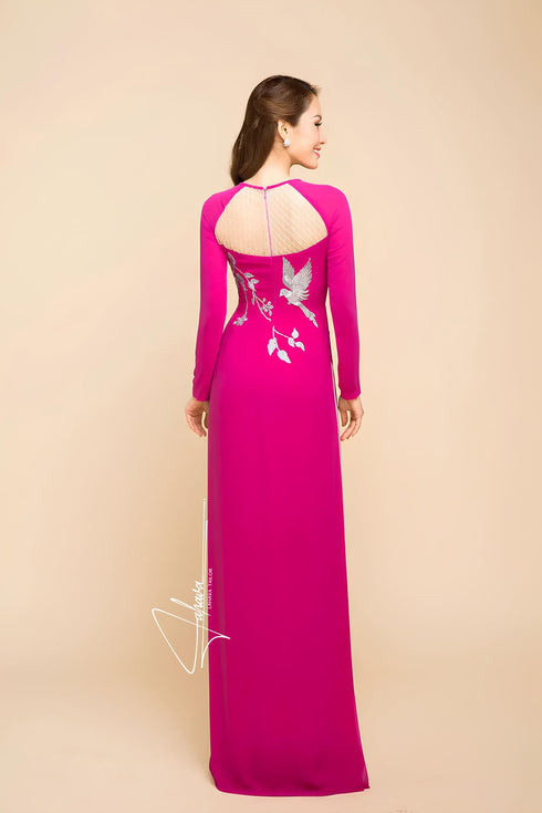 Modern cut-out embroidered ao dai