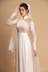 White chantilly lace bridal ao dai