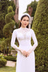 White modern ao dai cut out on the back - Sale