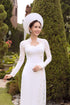 White ao dai with modern collar - Sale