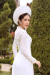 White ao dai with modern collar - Sale