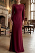 Elegant Burgundy Cape-Sleeve Evening Gown with Beaded Shoulders