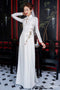 Elegant traditional bridal ao dai with 3d floral