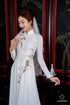 Elegant traditional bridal ao dai with 3d floral