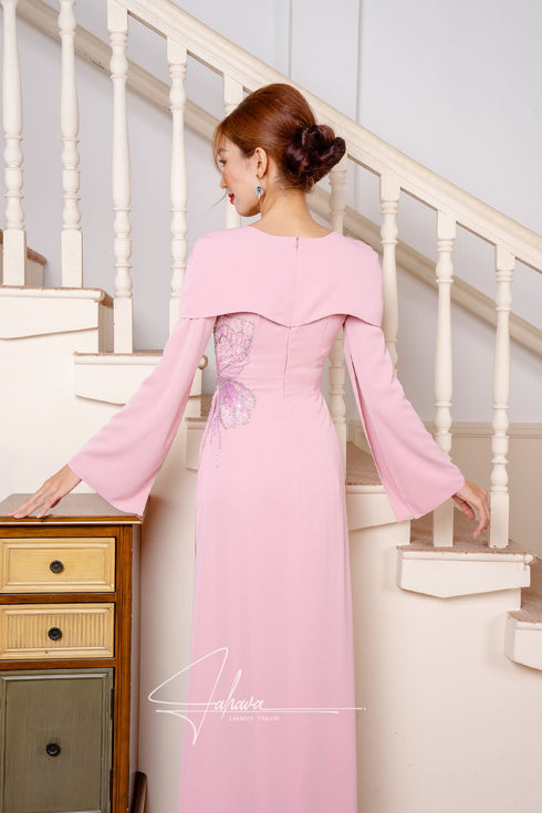 Modern pink ao dai features stunning slit sleeves