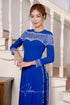 Cobalt blue ao dai with modern cut-out