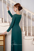 Moss green Ao dai with modern beaded pattern