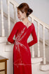 Impressive red Ao dai features modern beading patterns