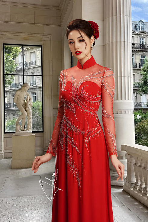 Impressive modern ao dai with creative beading