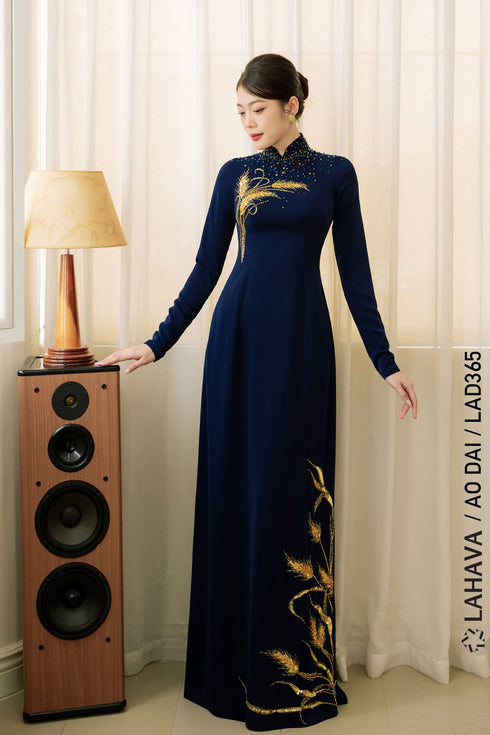 Traditional Ao dai adorned with rice spikelet patterns