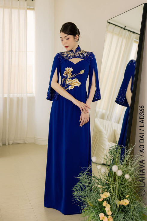 Modern party ao dai with detachable cape