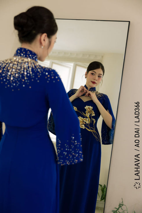 Modern party ao dai with detachable cape