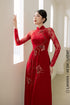 Red Ao dai adorned with Lily patterns
