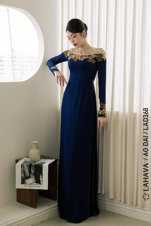 Modern party Ao dai with sparkly beaded design