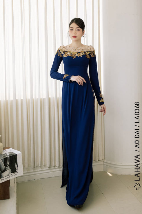 Modern party Ao dai with sparkly beaded design