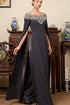 Sophisticated Charcoal Grey Ao Dai with Split Cape Sleeves