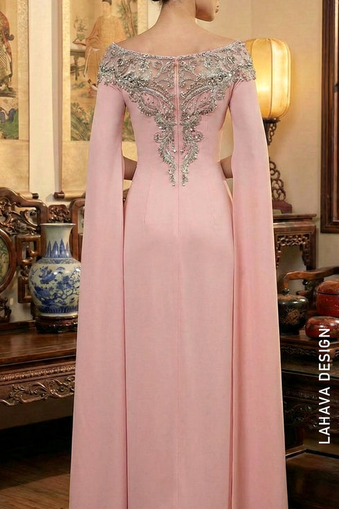 Sophisticated Charcoal Grey Ao Dai with Split Cape Sleeves