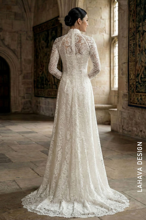 Elegant White Lace Wedding Ao Dai