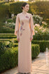 Blush Pink Cape-Sleeve Modern Ao Dai with Bead Embellishments