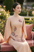 Blush Pink Cape-Sleeve Modern Ao Dai with Bead Embellishments