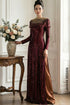 Luxurious Burgundy Sequin Ao Dai with Detachable Cape