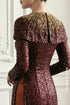 Luxurious Burgundy Sequin Ao Dai with Detachable Cape