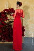 Majestic Red Bridal Áo Dài with Royal Detachable Cape