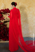Majestic Red Bridal Áo Dài with Royal Detachable Cape