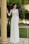 Sophisticated White Áo Dài with Beaded Waterfall Embroidery