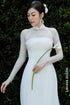 Minimalist Bridal Áo Dài with Sheer Lace Sleeves