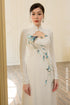 Artistic White Áo Dài with Turquoise Phoenix Beading