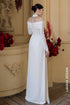 Timeless White Draped Bridal Áo Dài with Illusion Crystal Neckline