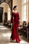 Exquisite Bordeaux Velvet Ao Dai with Hand-Beaded Embellishments