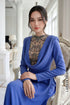 Royal Blue Modernized Ao Dai with Cowl Neck and Intricate Hand-Beading